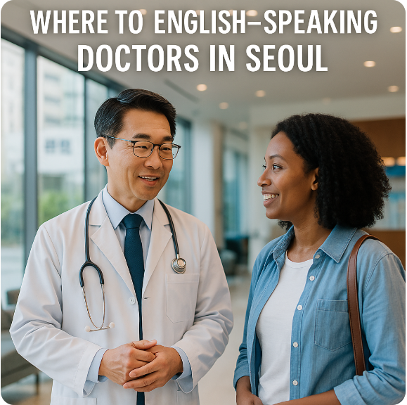 English-speaking doctor consulting with an international patient in Seoul hospital